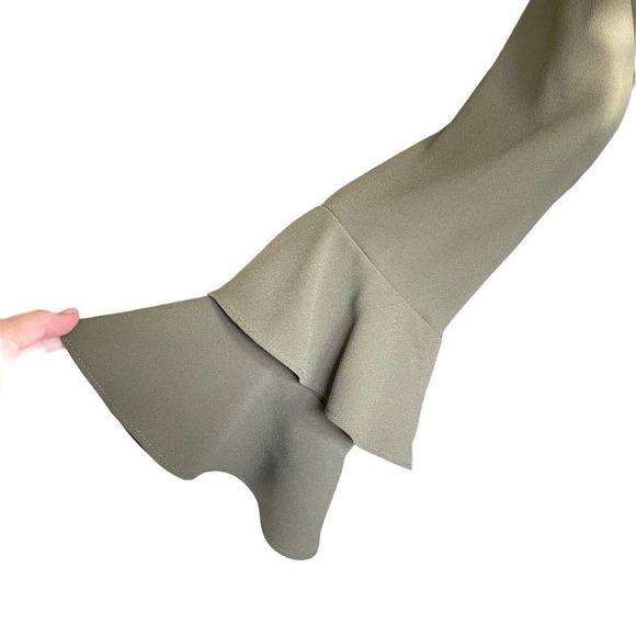 J. Crew Womens Lanatiered Crepe Ruffle Bell Sleeve Blouse Size 2 Green Excellent - Picture 6 of 10